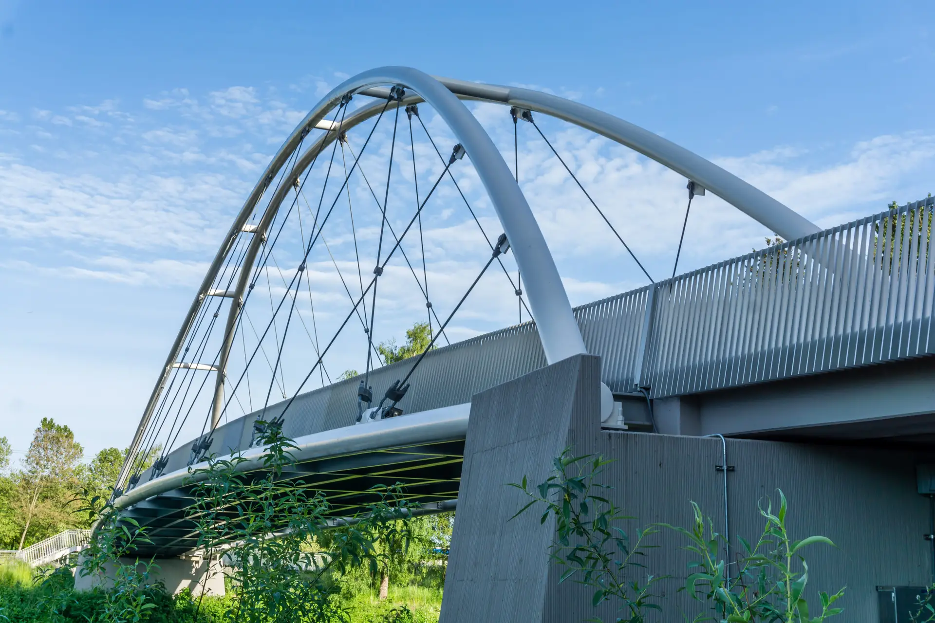 Modern pedestrian bridge in Tukwila WA